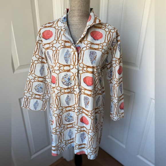 NWT Holly Shae Adair Mini Kaftan in Blue Shell M/L - Picture 2 of 7